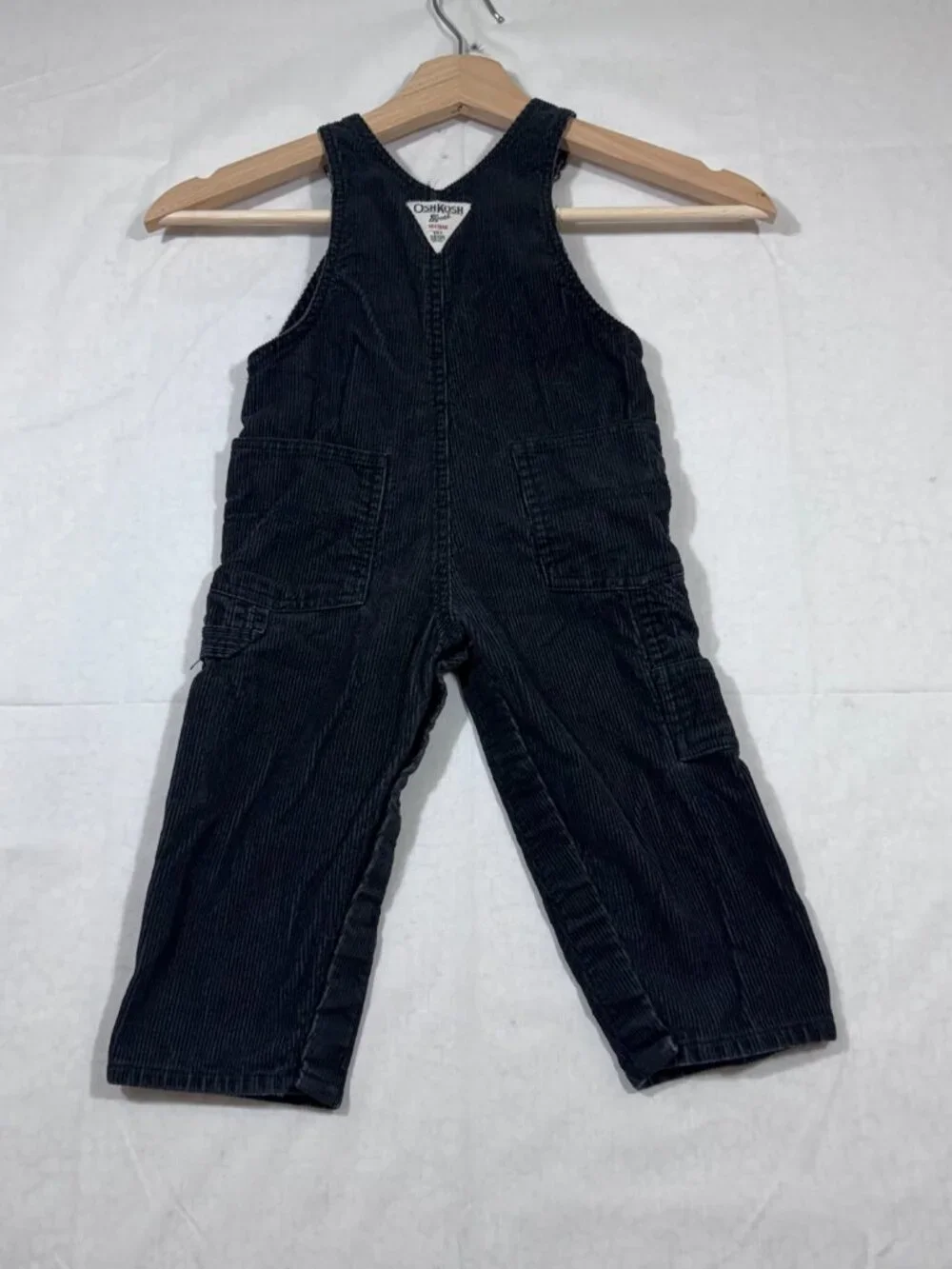 OshKosh Boys Corduroy Overalls size 18M Black Penguin Toddler Pants